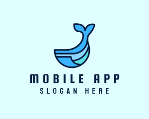 Geometric Whale Animal Logo