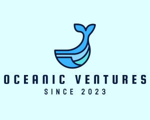 Geometric Whale Animal logo design