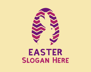 Striped Easter Egg Rabbit  logo design