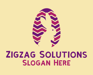 Zigzag - Striped Easter Egg Rabbit logo design