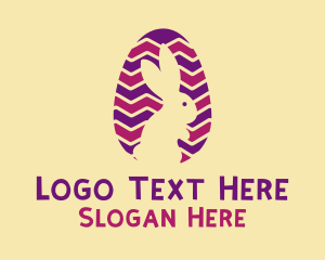 Zigzag - Striped Easter Egg Rabbit logo design