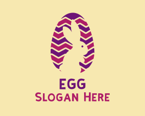 Striped Easter Egg Rabbit  logo design