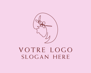 Woman - Flower Hair Girl logo design