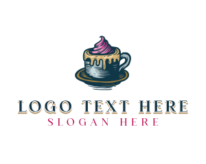 Pink Cake - Sweet Cupcake Icing logo design