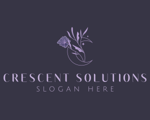 Crescent - Floral Crescent Moon logo design