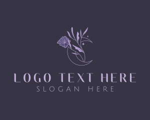 Crescent - Floral Crescent Moon logo design