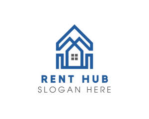 Rent - Blue House Architecture logo design