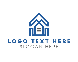 Polygonal - Blue House Architecture logo design