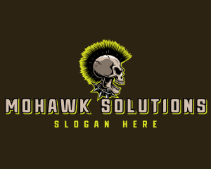 Punk Rock Skull Mohawk logo design