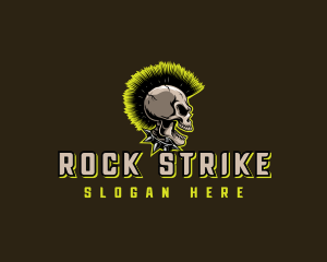 Punk Rock Skull Mohawk logo design