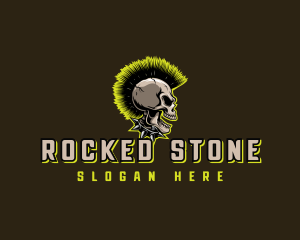 Punk Rock Skull Mohawk logo design