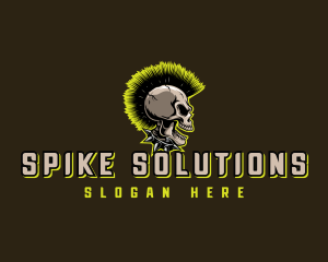 Spike - Punk Rock Skull Mohawk logo design