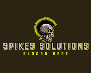 Punk Rock Skull Mohawk logo design