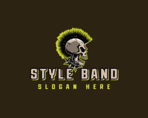 Punk Rock Skull Mohawk logo design