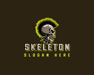 Punk Skull Mohawk logo design