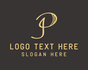 Cursive Calligraphy Letter P Business logo design