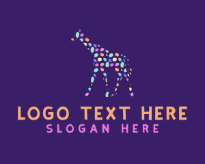 Stylized - Colorful Giraffe Paint logo design