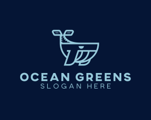 Ocean Whale Animal logo design