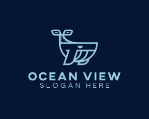 Ocean Whale Animal logo design