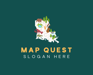 Louisiana Travel State Map logo design