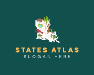 Louisiana Travel State Map logo design
