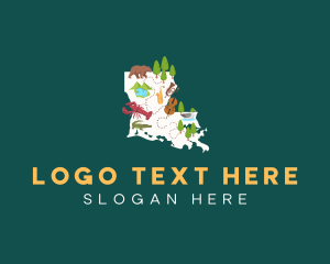 Tourist Spot - Louisiana Travel State Map logo design