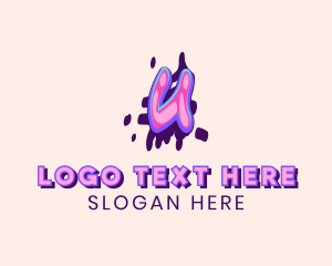 Music Label - Pop Graffiti Art Letter U logo design