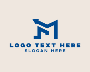 Blue - Upward Arrow Letter M logo design