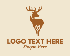 Reindeer - Wild Stag Rose logo design