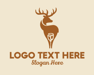 Deer - Wild Stag Rose logo design