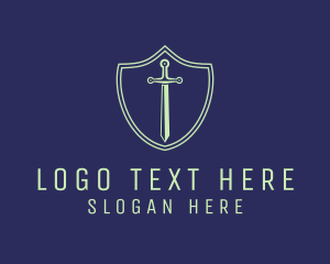 Knight - Tech Sword Shield logo design