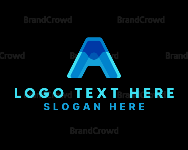 Abstract Blue Letter A Logo