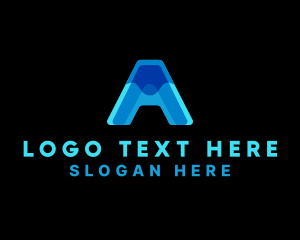 Abstract Blue Letter A Logo