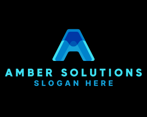 Abstract Blue Letter A logo design