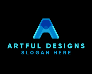 Abstract Blue Letter A logo design