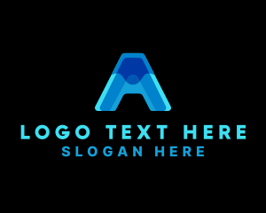 Water - Abstract Blue Letter A logo design