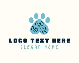 Animal Shelter - Feline Cat Paw logo design