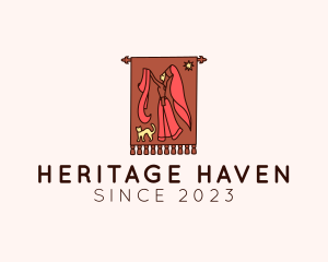 Historical - Medieval Maiden Banner Flag logo design