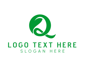 Vegetarian - Herbal Leaf Letter Q logo design
