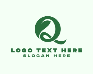 Green - Herbal Leaf Letter Q logo design