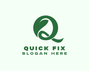 Herbal Leaf Letter Q logo design