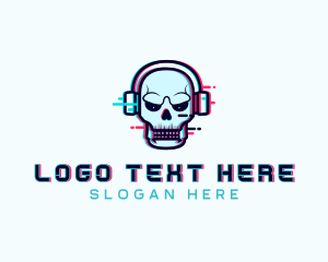 Record Label - Skull Glitch Streamer logo design