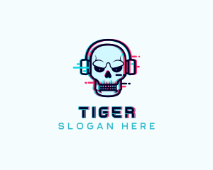Skull Glitch Streamer Logo