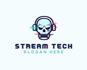 Streamer - Skull Glitch Streamer logo design