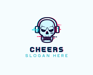 Streamer - Skull Glitch Streamer logo design