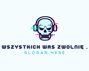 Skull Glitch Streamer logo design