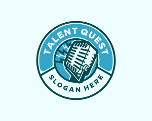 Microphone Broadcast Podcast logo design