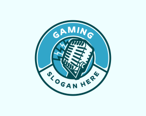 Podcast - Microphone Broadcast Podcast logo design