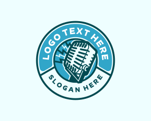 Podcast - Microphone Broadcast Podcast logo design