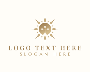 Christian - Sun Religious Cross logo design